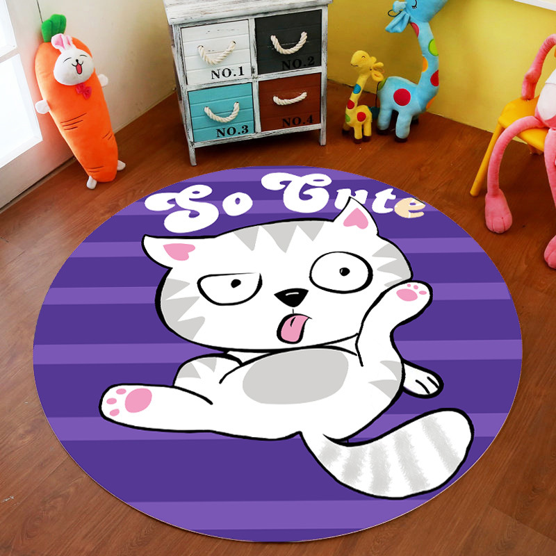 Picture of Cross-Border Cartoon Round Carpet Bedroom Cute Full Bedside Mat Thickened Crystal Velvet Children's Floor Mat Room Carpet