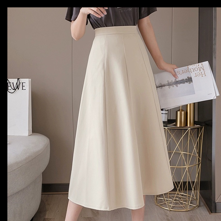 Picture of Black Suit Skirt Women's Spring and Autumn New High Waist A- Line Skirt chubby girl plus size Hip Covering Slimming Mid-length Umbrella Skirt