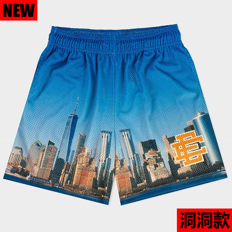 EE American Casual Shorts Ericemanuel print shorts Trendy Mesh Print Drawstring Sports Shorts
