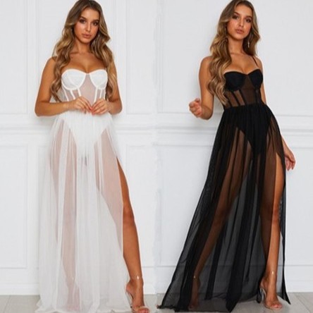 European and American Aliexpress Amazon Hot-Selling Musema Suit White Mesh Long Skirt Foreign Trade Dropshipping Female Buds