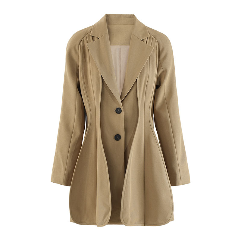 Picture of European and American Elegant Design Sense 2024 New Autumn Waist Slimming Single-breasted Stitching Long Suit Jacket for Women