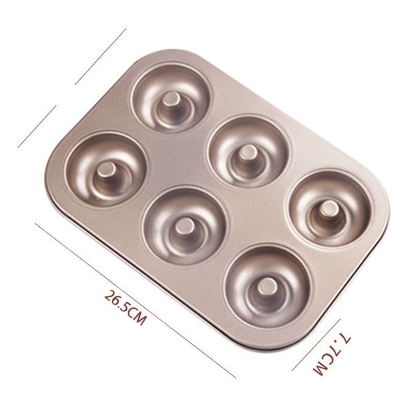 Donut Mold Golden Non-stick Hollow Cake Carbon Steel Baking Tray 12 Cups Round Non-stick Baking Tools Household