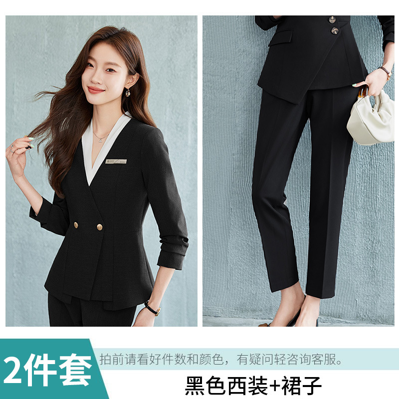 Picture of Black Suit suit Women's Business Wear Foruman Autumn and Winter Temperament Goddess Fan OL Tooling Jewelry Store Front Desk Work Clothes