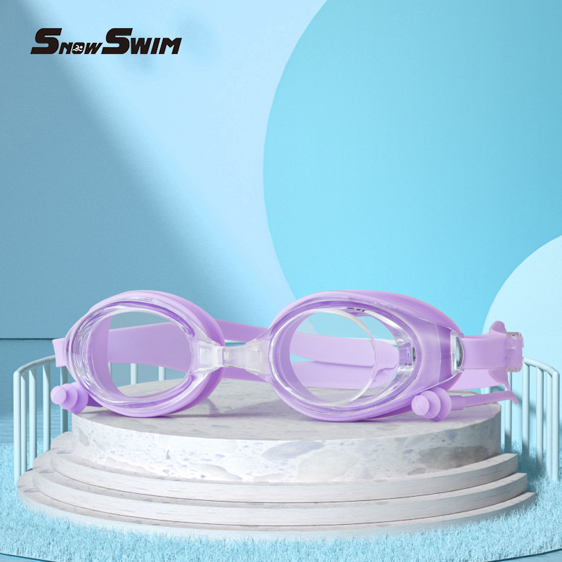 Picture of Boxed bagged one-piece earplugs silicone swimming goggles adult waterproof anti-fog plain large frame 100 swimming goggles cross-border