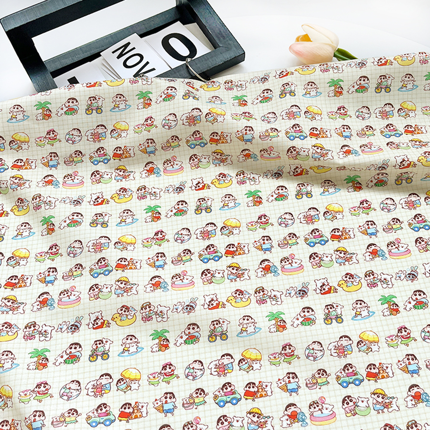 Crayon Shin-Chan Cotton 60 Count Poplin Digital Printing Fabric Clothing Women's Dress Shirt Skirt Fabric