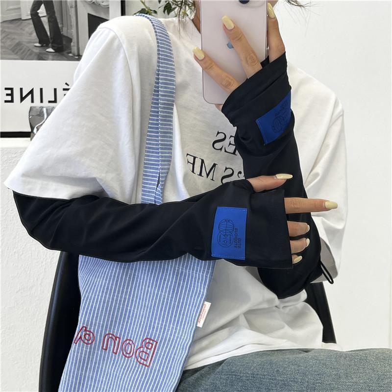 Picture of Summer Solid Color Sun Protection Sleeves Loose Ice Silk Driving Cycling Ice Sleeves Adjustable UV Protection Arm Sleeves
