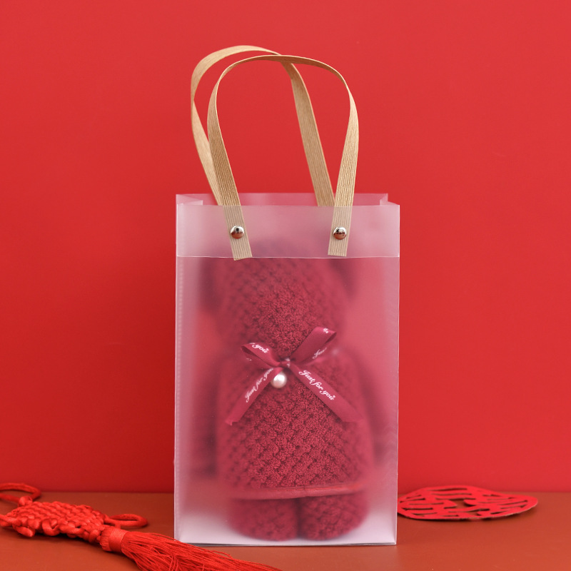 Picture of Bear towel wholesale wedding hand gift wine red wedding gift wedding gift hand gift towel