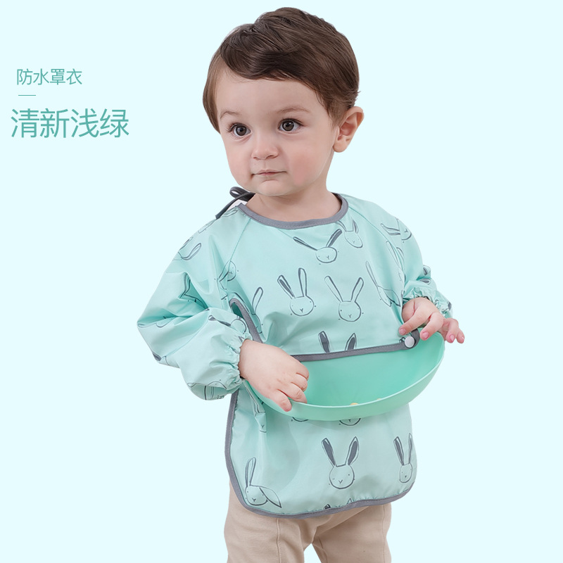 Picture of Children's Bib Set for Eating, Waterproof Dirty Smock, Baby Bellyband, Long-Sleeved Apron, Thin Autumn and Winter Baby Supplies