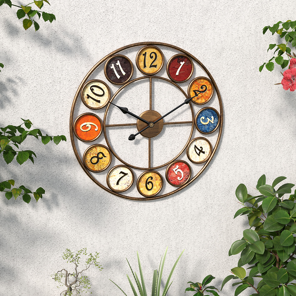 Picture of Amazon Best Selling Creative Clock Background Wall Simple Clock Iron Retro Wall Clock Living Room Study Wall Clock Wholesale
