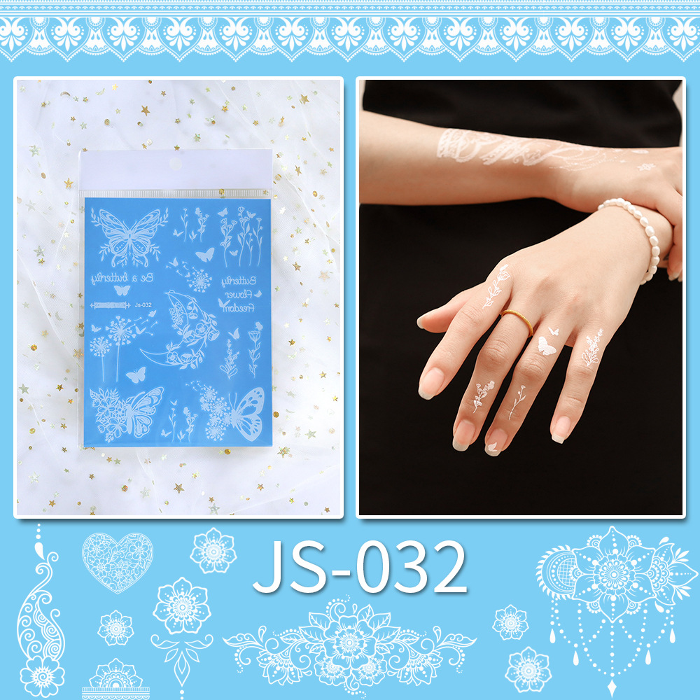 Picture of New Cross-border Source White Tattoo Sticker Personalized Face Sticker Henna Hand-painted Sticker Collarbone Sticker Disposable Tattoo