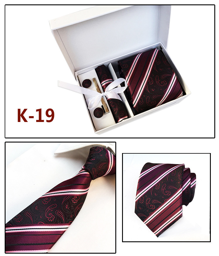 Picture of Manufacturers wholesale men's tie in stock gift box 6 pieces suit group tie business formal tie