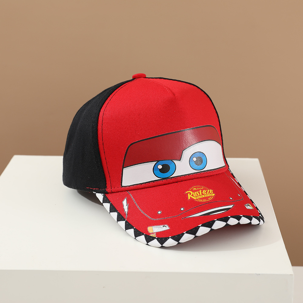 Picture of Korean Car Children's Flat Brim Baseball Cap Spring and Autumn New Cartoon Lightning Mcqueen Boys and Girls Hip-Hop Hat Wholesale