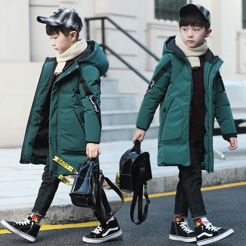 Boys' cotton-padded coat 2021 New Korean style baby mid-length cotton-padded coat children's winter clothes children's thickened cotton-padded coat