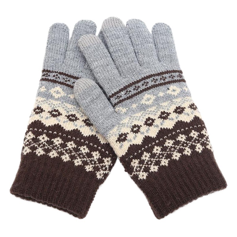 Winter Creative Warm Finger Gloves New Jacquard Touch Screen Gloves Yiwu Origin Supply Cross-Border Gloves