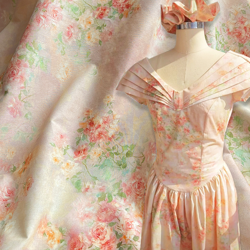 Oil painting flower wall cotton 60 poplin digital printed fabric women's clothing dress shirt skirt