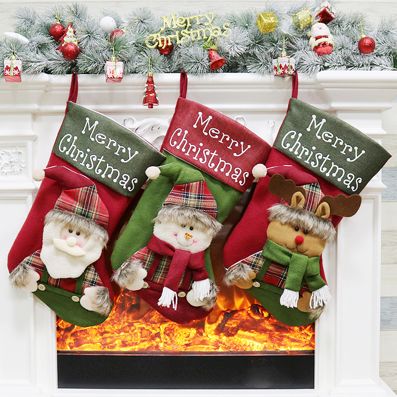 New Christmas Socks Gift Bag Christmas Decorations Large High-end Christmas Socks Gift Candy Socks Pendant