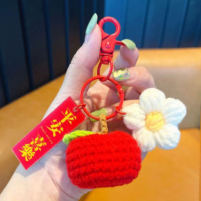 Picture of Wool knitted handmade pendant Persimmon Persimmon Ruyi keychain good thing happened pendant gift box accessories hanging jewelry
