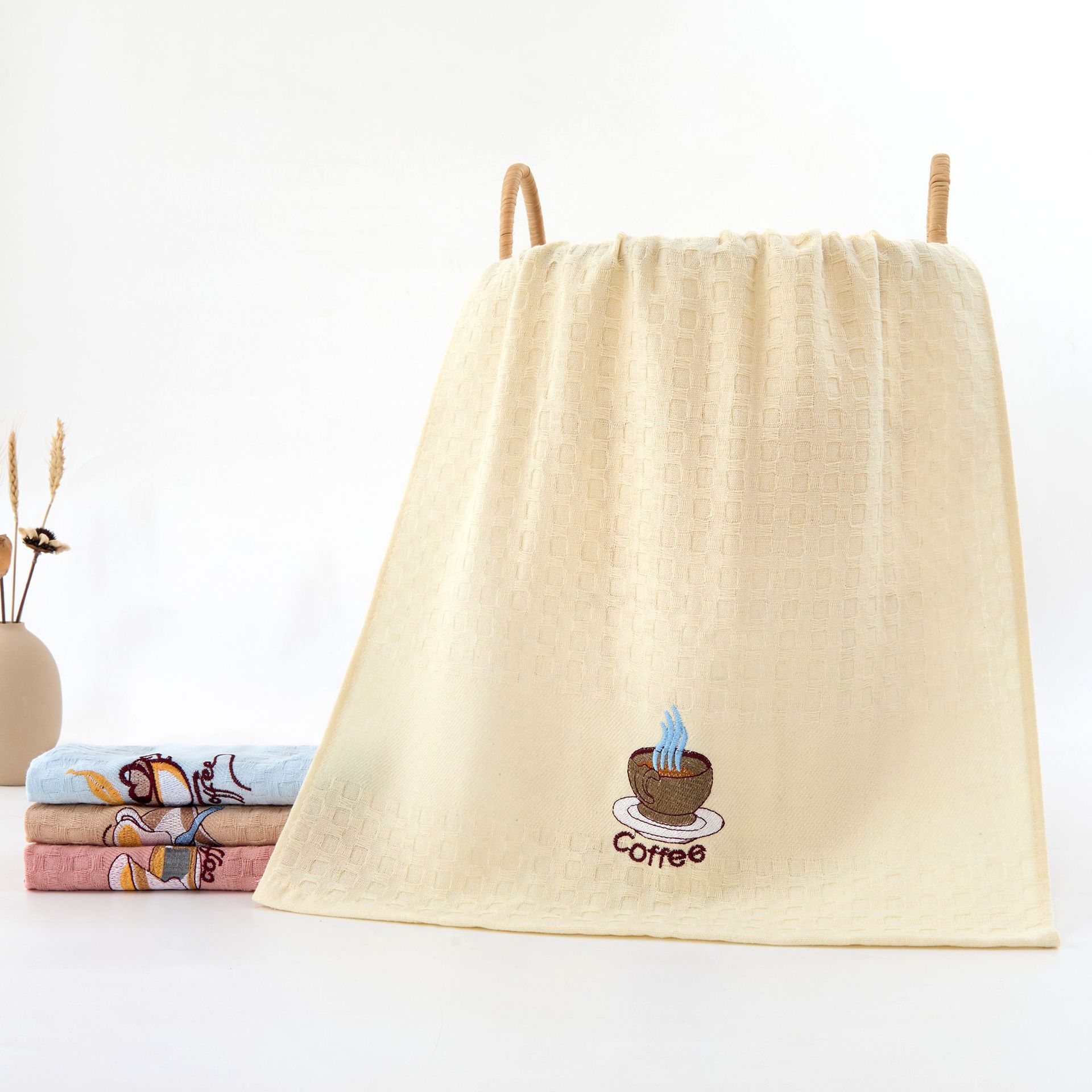 Picture of Cross-border supply waffle embroidered household kitchen cleaning cloth absorbent not easy to shed hair scouring cloth manufacturers wholesale