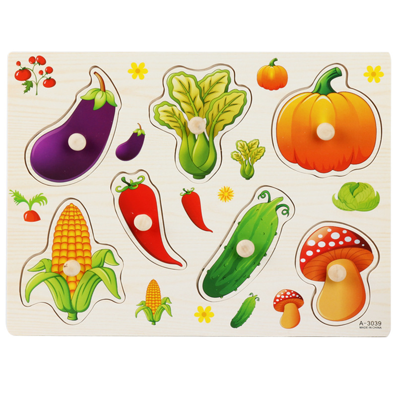Picture of Factory wholesale hand-held board early education educational toys digital letters animal puzzle beneficial intelligence baby wooden toys