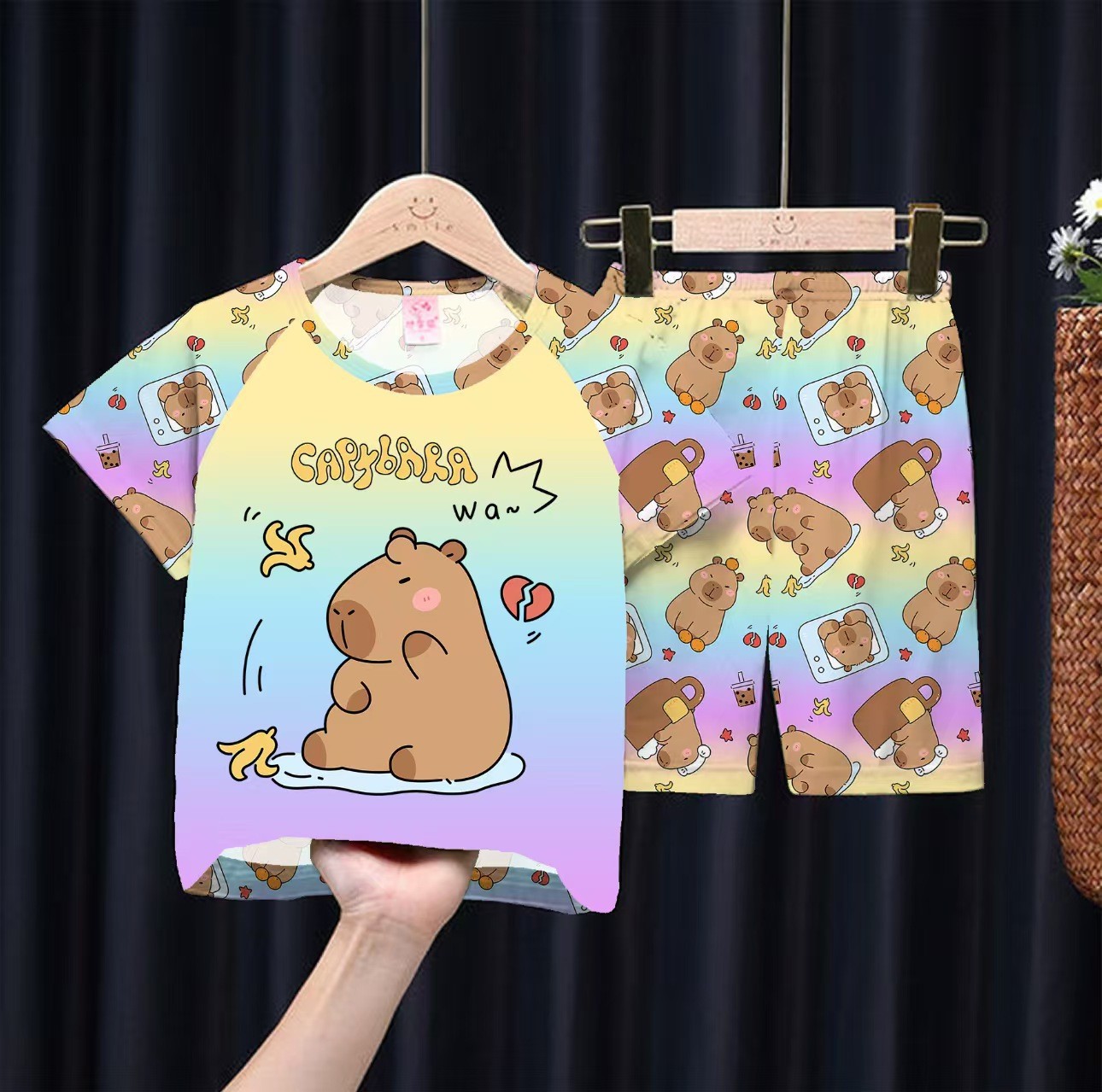 Picture of Wholesale Summer Children's Pajamas Cartoon Girls Short-Sleeved Shorts Thin Boys Casual Middle and Large Children's Suits Home Clothes