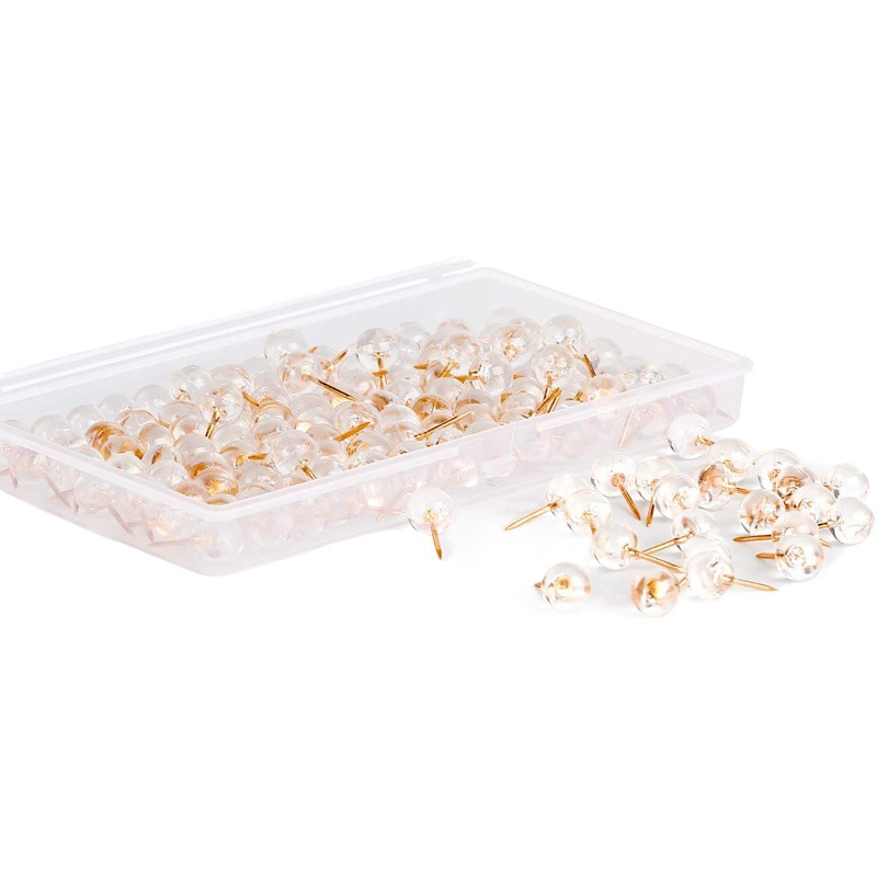 Amazon cross-border pushpin transparent rose gold I-shaped pin transparent round ball pushpin fixed tack decorative pushpin