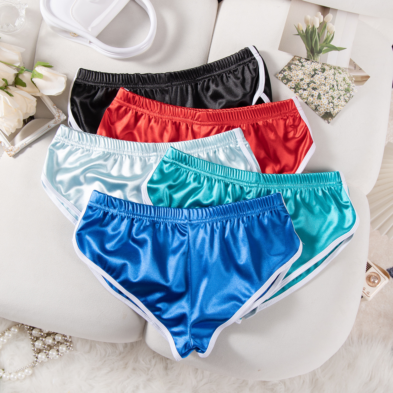 080 # New Summer Women's Shorts Hot Pants European and American Women's Sexy Running Elastic Sports Shorts Yoga Yoga Pants