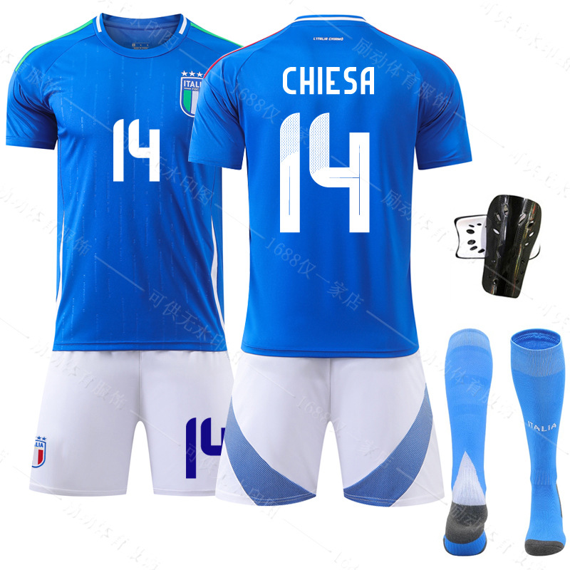 2024 Italy Home Jersey European Cup Football Jersey Set No.14 Little Chiesa 18 Barrera Factory