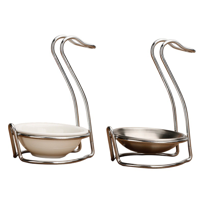 Swan-shaped Stainless Steel Soup Spoon Rack Bowl Hot Pot Spoon Rack Ceramic Bowl Rack Commercial Tableware Household Storage Rack