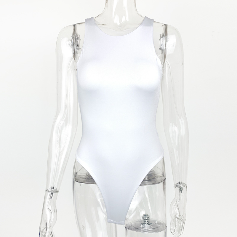 Picture of 2025 Summer New Amazon Women's European and American Tight Sleeveless Top Double Layer Vest Jumpsuit Bodysuit