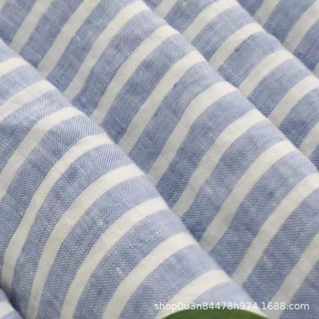 Pure linen Blue and White Stripesd bedding Fabric Yarn-dyed Stripesd Curtain Fabric 100% linen bedding