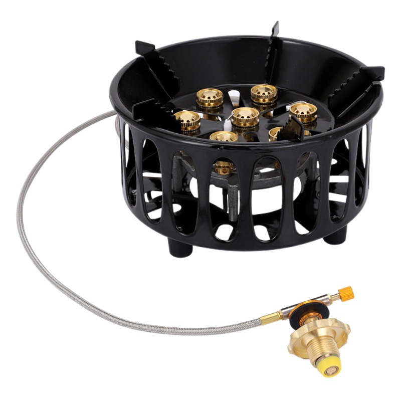Outdoor Seven-star Stove Fierce Stove Head High-power Camping Card Stove Portable Gas Stove Water and Tea Cookware