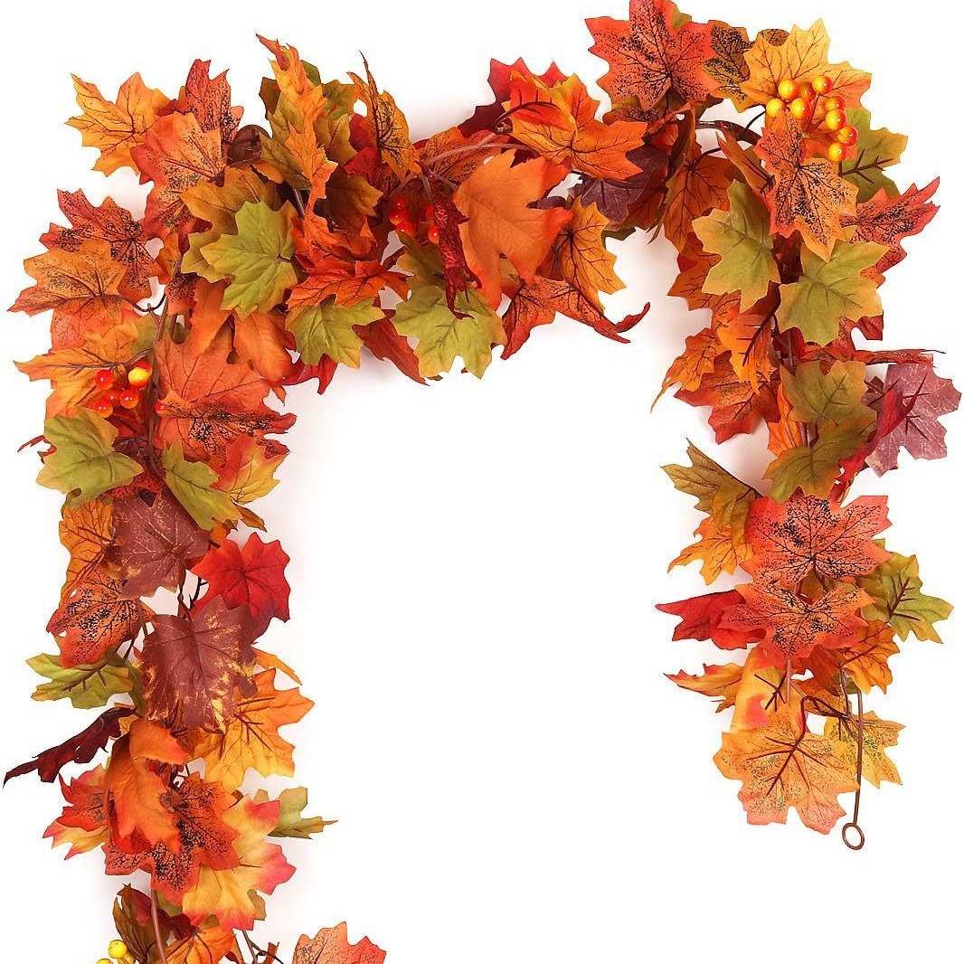 Amazon Thanksgiving Vine Maple Leaf Vine 5.7 Feet Autumn Decorative Hanging Vine Simulation Maple Leaf Vine