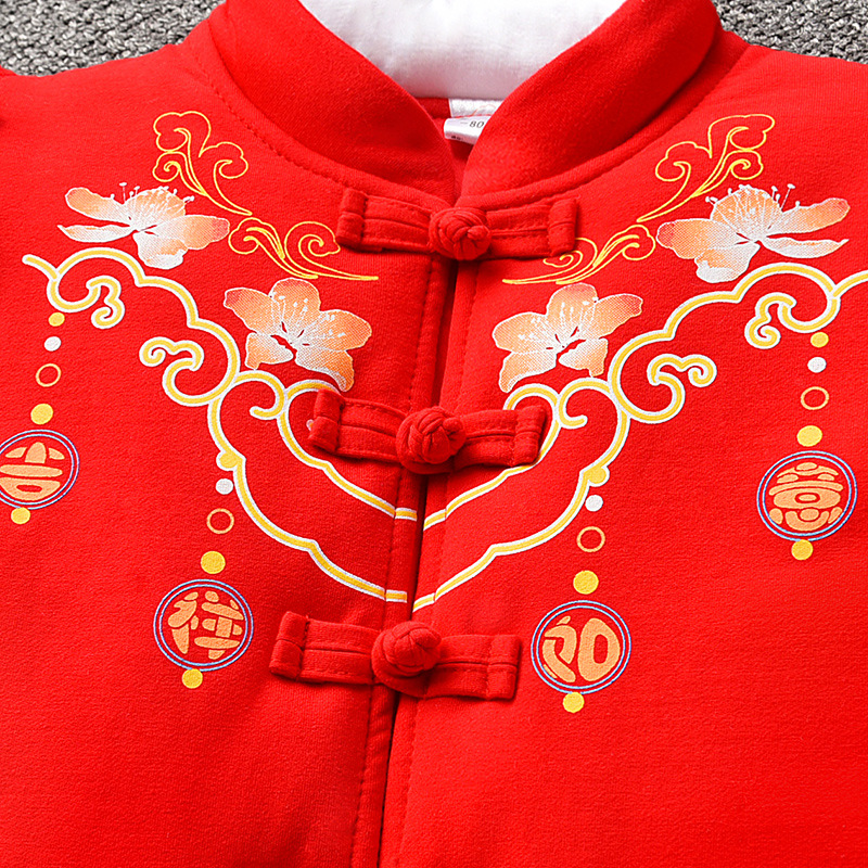 Picture of Spot Spring European and American Infant Boys' Jumpsuits Cotton Long-Sleeved Triangle Crawling Clothes Baby Summer Clothes