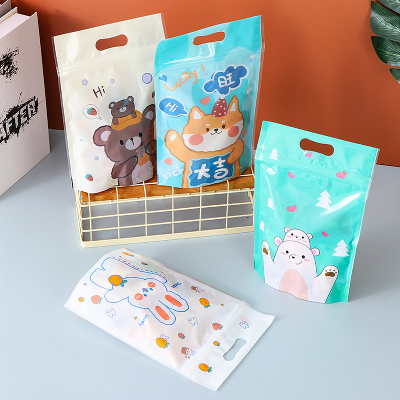 New biscuit snack packaging bag cute cartoon snowflake crisp zipper self-sealing bag nougat food snack bag