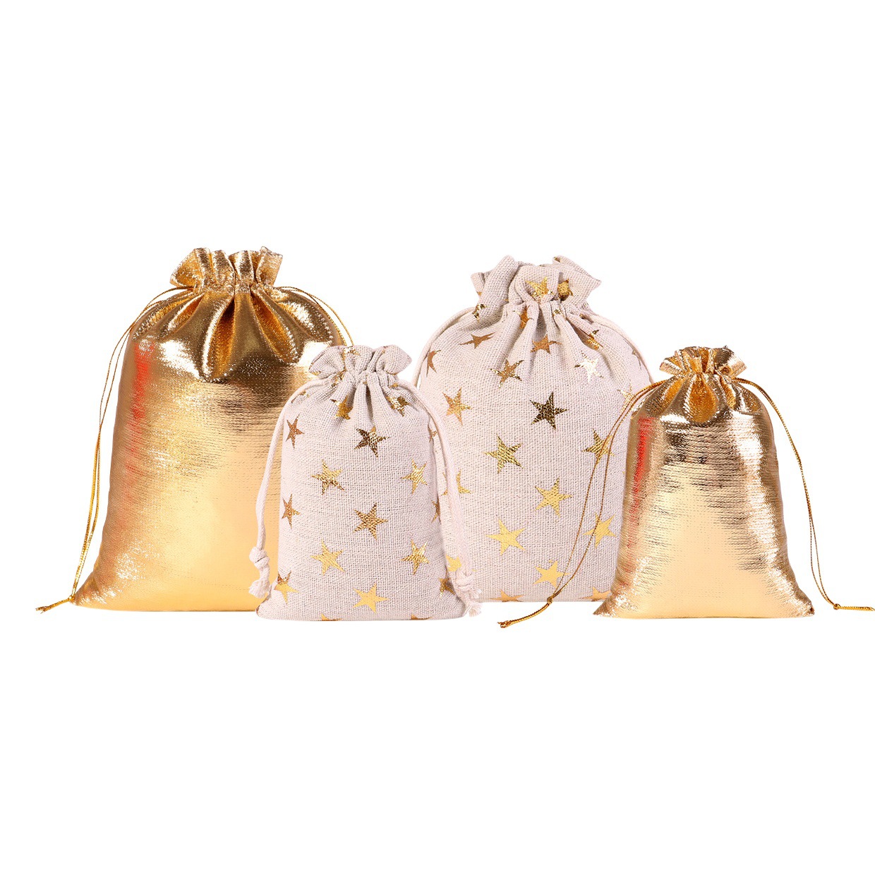 Bronzing Stars Christmas Gift Bag Set Advent Calendar Countdown Candy Hanging Bag Christmas Gift Candy Bag