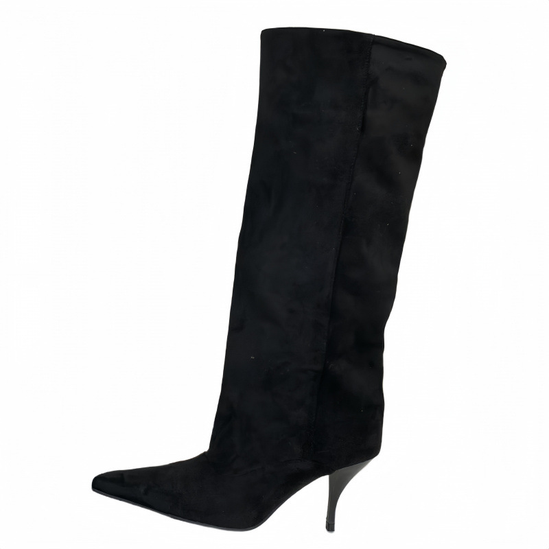 Picture of 2025 Fall/Winter European and American style fashion pointed toe high boots with simple temperament solid color high heel sleeves no more than knee boots