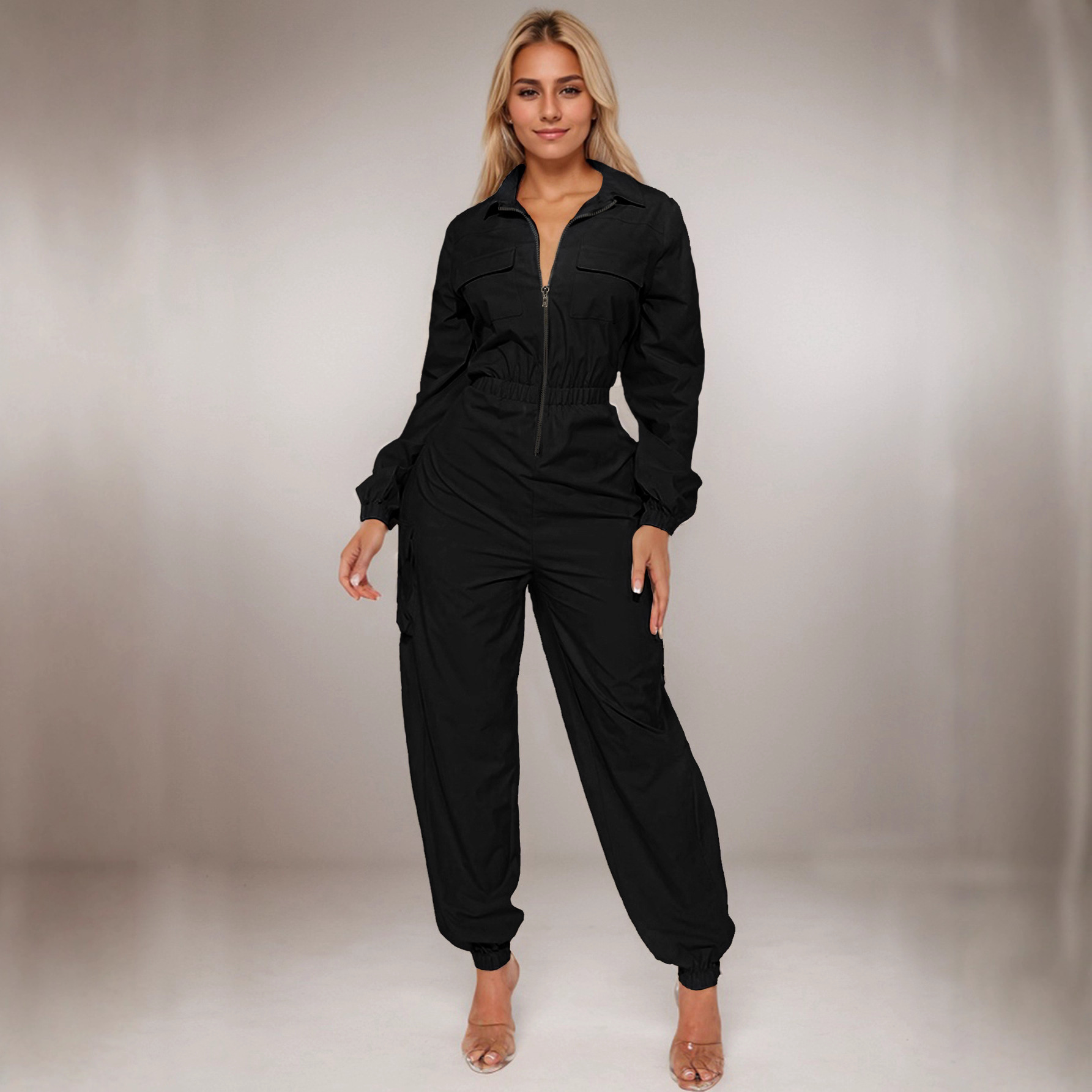 Picture of Cross-border Yama Fashion Outgoing Workwear Women's Flip Pocket Elastic Waist Zipper New Arrival
