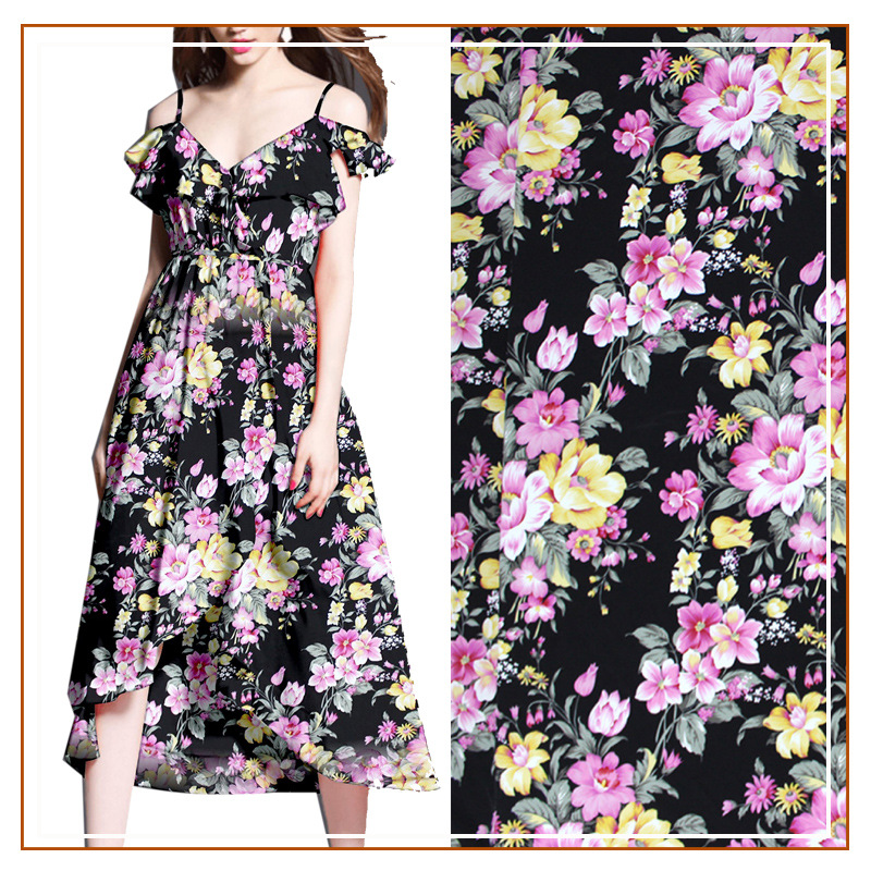 Chiffon beads printed polyester fabric shirt fabric snow textile dress fabric popular spring summer autumn explosion