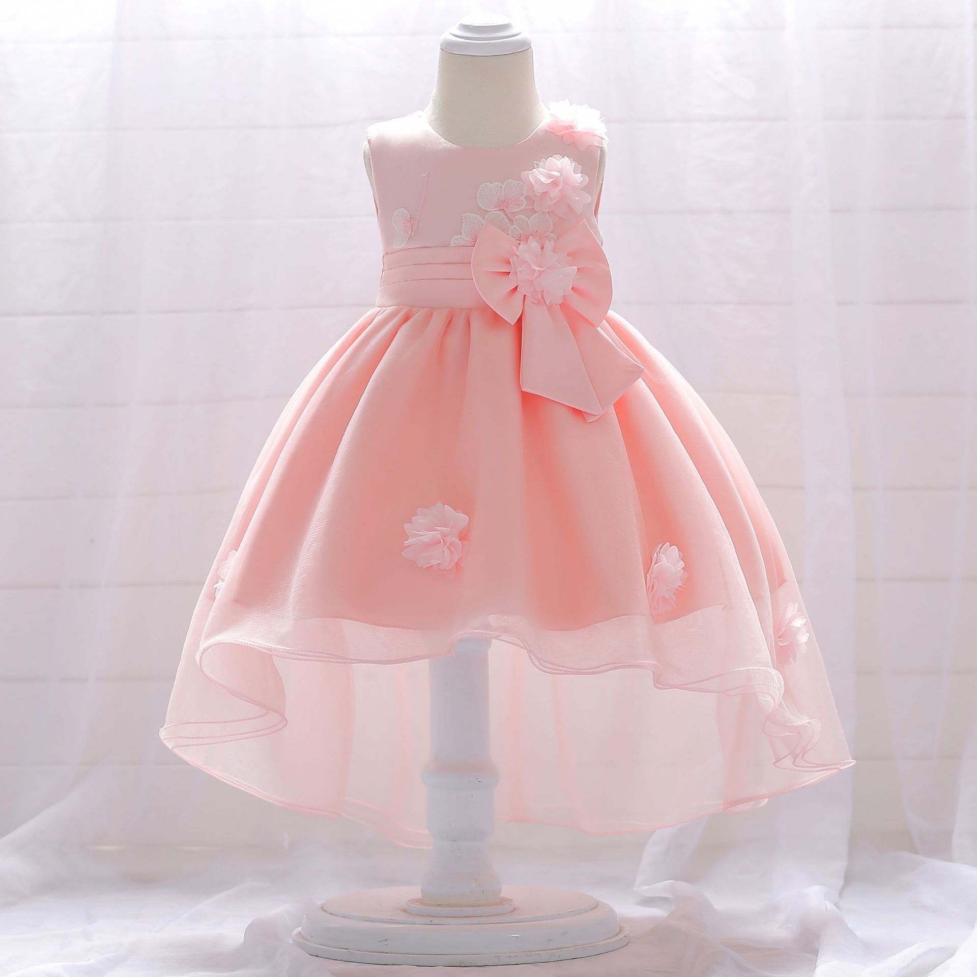 Picture of 2024 new baby princess dress embroidered flower wedding dress trailing baby wash dress cotton kids