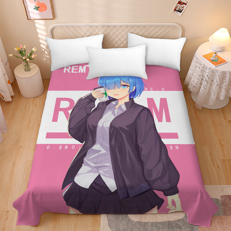 Picture of Anime Two-Dimensional Anime Rem Picture Gentleman 3D Beauty Bed Bed Sheets Single Piece Student Dormitory 1.9m