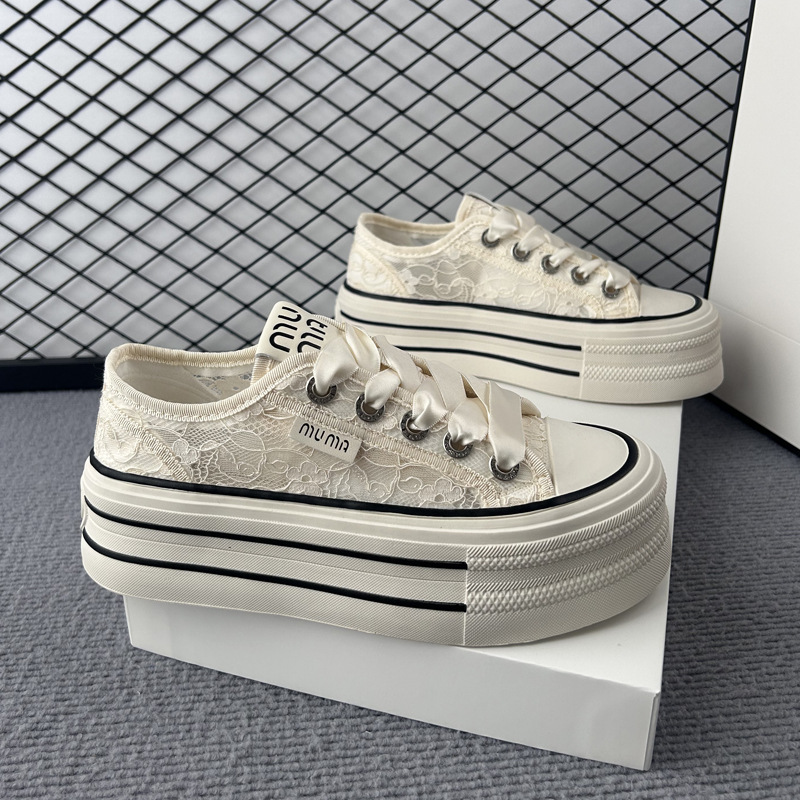 Small White Shoes Women's Summer 2024 New Explosions Thick Bottom Canvas Shoes Breathable Mesh Cloth Super Fire Small Chanel Style Casual Shoes