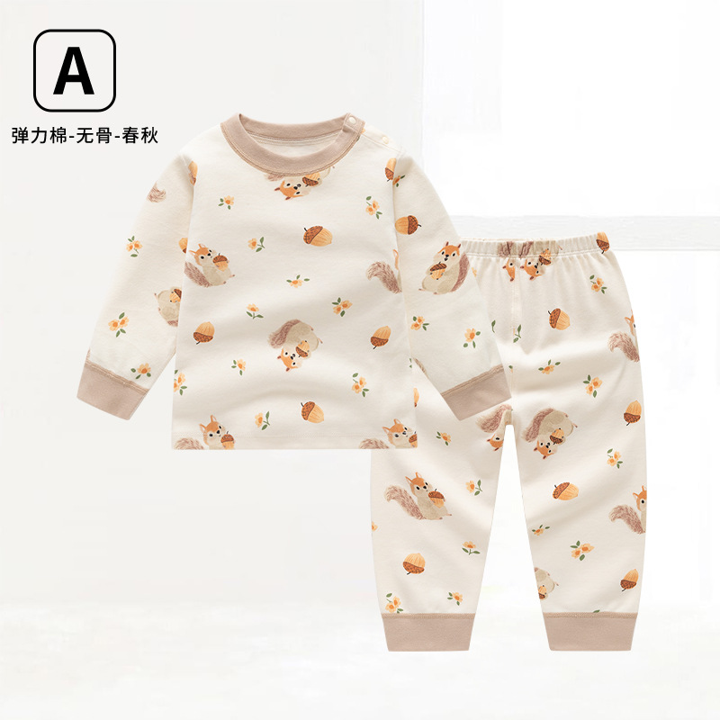 Picture of Children's autumn and winter Shu velvet Korean style clothing autumn clothes long pants boneless baby underwear home suit two pieces in stock