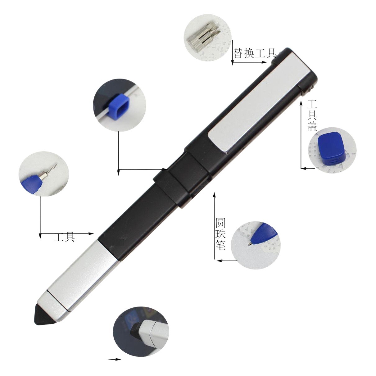 1012 multi-function combination tool square ballpoint pen mobile phone holder 6 screwdrivers touch ballpoint pen