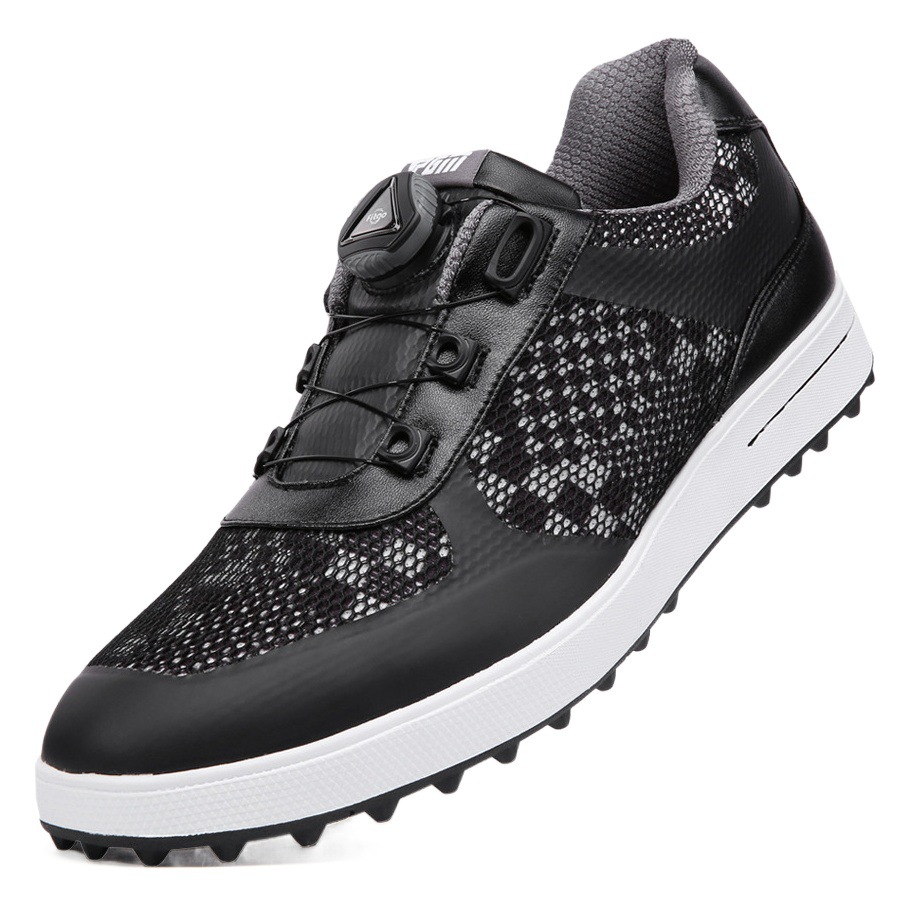 Pgm Golf Shoes Men's New Breathable Mesh Upper Rotating Shoelaces Rubber Non-Slip Spikes