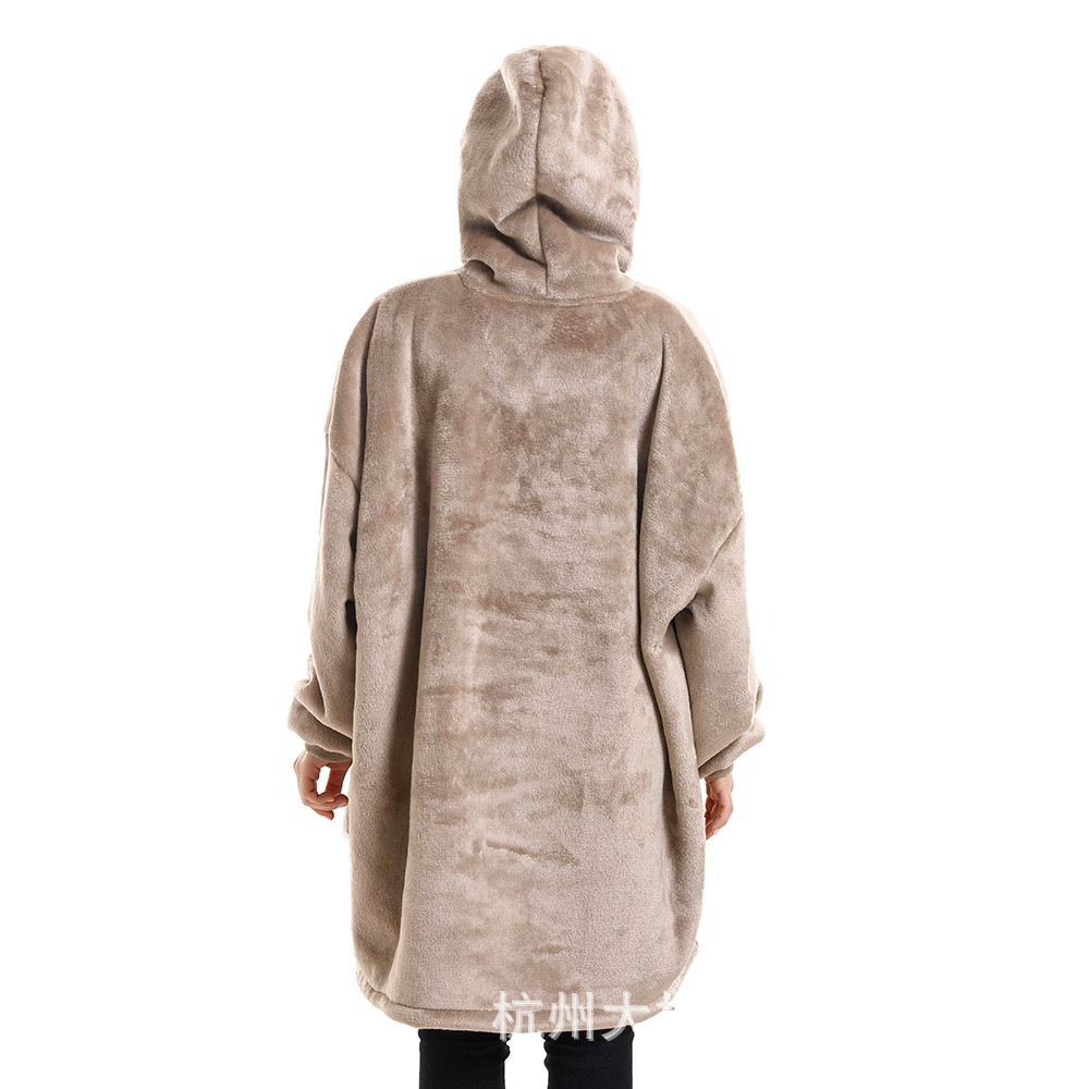 Picture of Fleece-Lined Lazy Blanket Hoodie, Double-Layer Fleece, Autumn and Winter Oversized Casual Loungewear Sweatshirt for Women, Printed Parent-Child Design