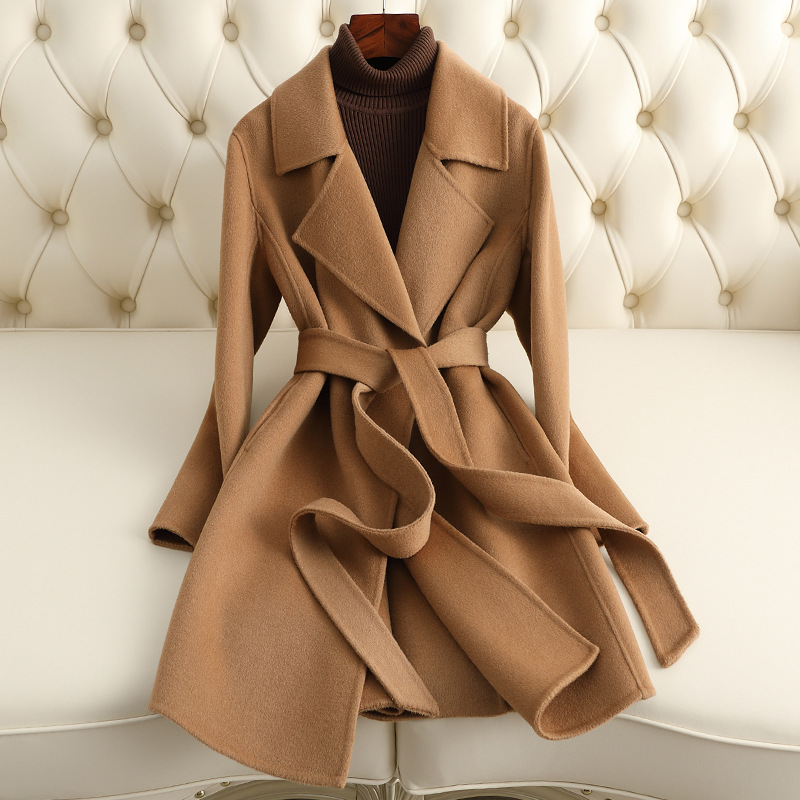 Picture of 2025 New Autumn and Winter Small Double-Sided Cashmere Outwear Women's Mid-Length Slim Woolen Outwear Small Fragrance Wholesale