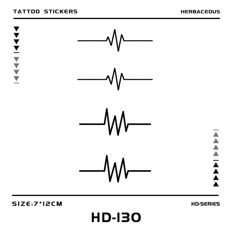 ECG Tattoo Sticker Herbal Semi-permanent Waterproof Long-lasting Ins Small Pattern Simple Couple Simulation Tattoo Anti-rub