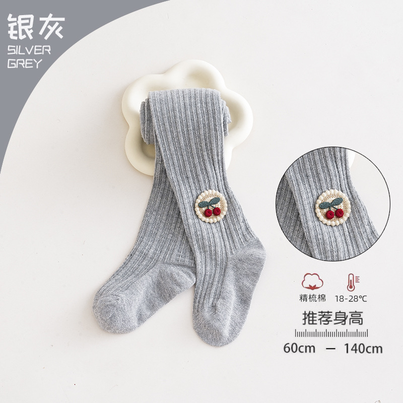 Picture of Baby pantyhose children's leggings 2023 spring and summer a cherry combed cotton baby bottoming socks spot wholesale