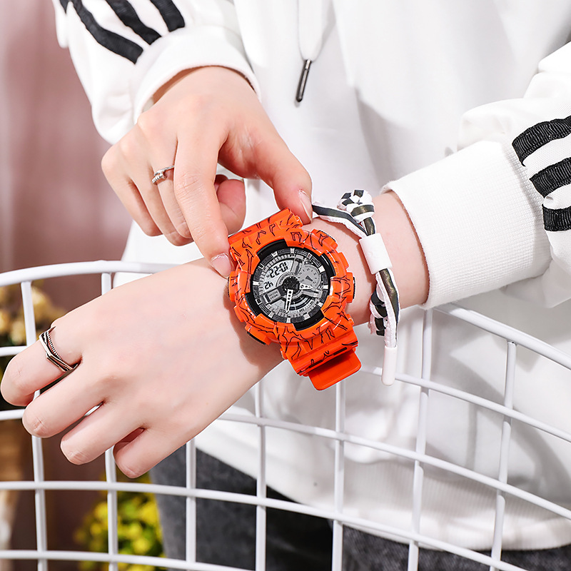 Ins Co-brand Anime Pirate Dragon Ball Electronic Watch Korean Fashion Double Luminous Electronic Watch for Men and Women Students