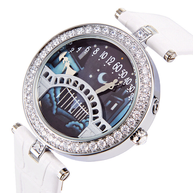 Picture of Celebrity's Same Poetic Series Lover's Bridge Women's Watch Kissing Diamond-encrusted Sun and Moon Star Romantic Lover's Bridge Watch for Women